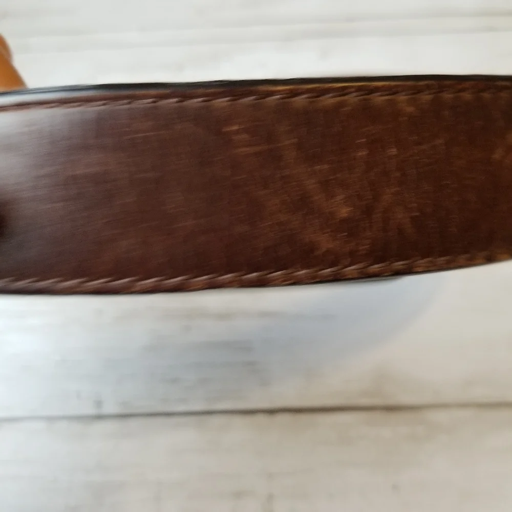 Georgia Boot Logo Brown Genuine Leather Belt